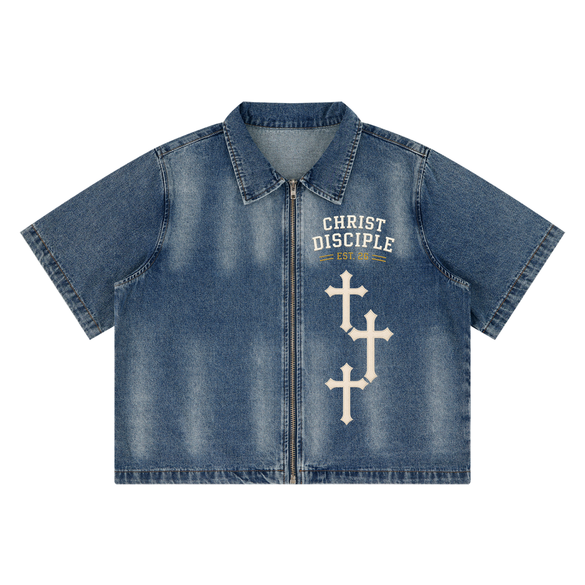 Christ Disciple Full-Zip Denim Shirt