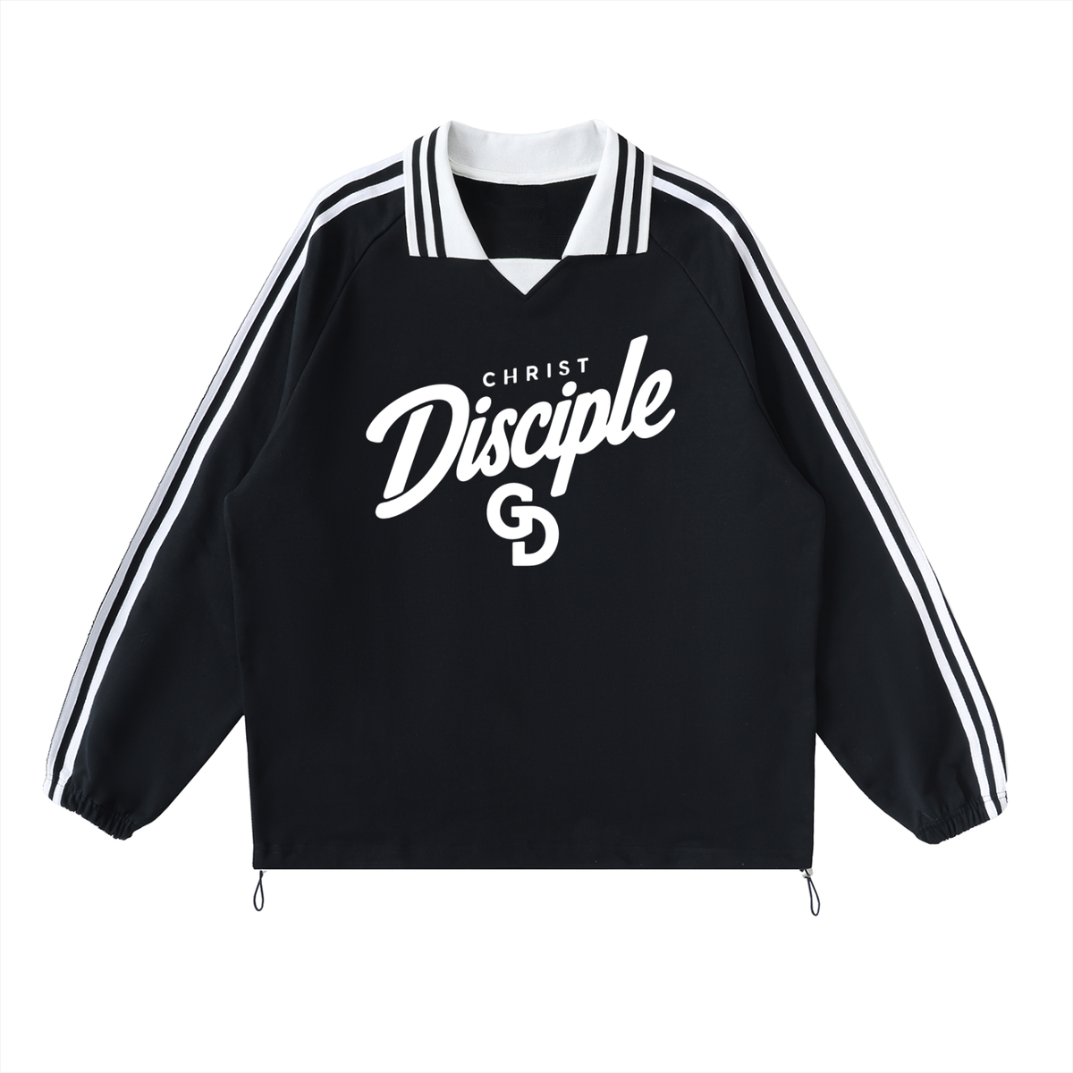Christ Disciple Striped Lapel Collar Sweatshirt
